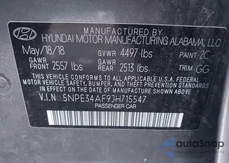 2018 Hyundai Sonata Limited z USA, uszkodzony, nr VIN 5NPE34AF9JH715547